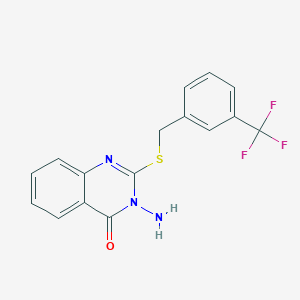 molecular formula C16H12F3N3OS B299686 3-amino-2-{[3-(trifluoromethyl)benzyl]sulfanyl}-4(3H)-quinazolinone 