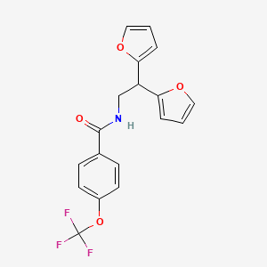 molecular formula C18H14F3NO4 B2996860 N-[2,2-bis(furan-2-yl)ethyl]-4-(trifluoromethoxy)benzamide CAS No. 2097894-30-7