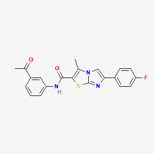 molecular formula C21H16FN3O2S B2996865 N-(3-acetylphenyl)-6-(4-fluorophenyl)-3-methylimidazo[2,1-b]thiazole-2-carboxamide CAS No. 852134-28-2