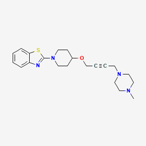 molecular formula C21H28N4OS B2996866 2-[4-[4-(4-Methylpiperazin-1-yl)but-2-ynoxy]piperidin-1-yl]-1,3-benzothiazole CAS No. 2415553-86-3