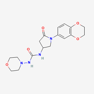 molecular formula C17H22N4O5 B2996874 1-(1-(2,3-二氢苯并[b][1,4]二噁英-6-基)-5-氧代吡咯烷-3-基)-3-吗啉脲 CAS No. 894042-14-9