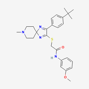 molecular formula C27H34N4O2S B2996877 2-{[3-(4-叔丁基苯基)-8-甲基-1,4,8-三氮杂螺[4.5]癸-1,3-二烯-2-基]硫代}-N-(3-甲氧基苯基)乙酰胺 CAS No. 1189906-66-8