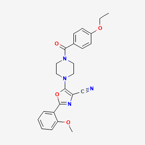 molecular formula C24H24N4O4 B2996881 5-(4-(4-Ethoxybenzoyl)piperazin-1-yl)-2-(2-methoxyphenyl)oxazole-4-carbonitrile CAS No. 946278-27-9