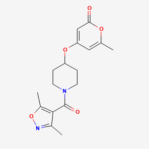 molecular formula C17H20N2O5 B2996889 4-((1-(3,5-dimethylisoxazole-4-carbonyl)piperidin-4-yl)oxy)-6-methyl-2H-pyran-2-one CAS No. 1795087-49-8