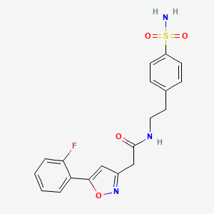 molecular formula C19H18FN3O4S B2996895 2-(5-(2-氟苯基)异恶唑-3-基)-N-(4-磺酰胺基苯乙基)乙酰胺 CAS No. 1105243-19-3