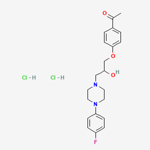 molecular formula C21H27Cl2FN2O3 B2996896 1-(4-(3-(4-(4-Fluorophenyl)piperazin-1-yl)-2-hydroxypropoxy)phenyl)ethanone dihydrochloride CAS No. 1215812-93-3