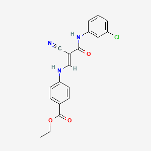 molecular formula C19H16ClN3O3 B2996899 4-[[(E)-3-(3-氯苯胺)-2-氰基-3-氧代丙-1-烯基]氨基]苯甲酸乙酯 CAS No. 881560-47-0