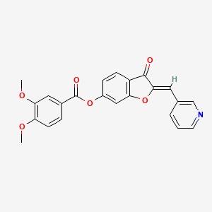 molecular formula C23H17NO6 B2996911 (Z)-3-氧代-2-(吡啶-3-基亚甲基)-2,3-二氢苯并呋喃-6-基 3,4-二甲氧基苯甲酸酯 CAS No. 622791-91-7