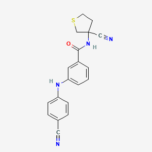 molecular formula C19H16N4OS B2996921 3-(4-Cyanoanilino)-N-(3-cyanothiolan-3-yl)benzamide CAS No. 1385279-70-8
