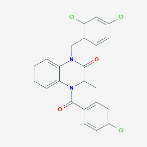 molecular formula C23H17Cl3N2O2 B2996926 4-(4-chlorobenzoyl)-1-[(2,4-dichlorophenyl)methyl]-3-methyl-3H-quinoxalin-2-one CAS No. 317822-45-0