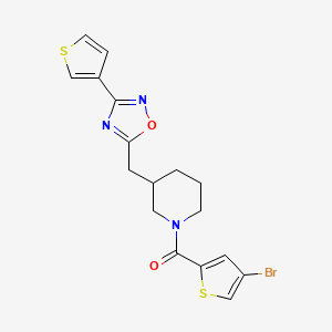 (4-Bromothiophen-2-yl)(3-((3-(thiophen-3-yl)-1,2,4-oxadiazol-5-yl)methyl)piperidin-1-yl)methanone
