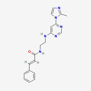 molecular formula C19H20N6O B2996928 N-(2-((6-(2-methyl-1H-imidazol-1-yl)pyrimidin-4-yl)amino)ethyl)cinnamamide CAS No. 1173526-42-5