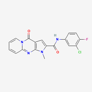 molecular formula C18H12ClFN4O2 B2996929 N-(3-chloro-4-fluorophenyl)-1-methyl-4-oxo-1,4-dihydropyrido[1,2-a]pyrrolo[2,3-d]pyrimidine-2-carboxamide CAS No. 899388-24-0