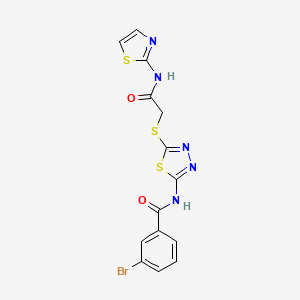 molecular formula C14H10BrN5O2S3 B2996930 3-bromo-N-(5-((2-oxo-2-(thiazol-2-ylamino)ethyl)thio)-1,3,4-thiadiazol-2-yl)benzamide CAS No. 392299-54-6