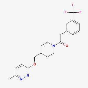 molecular formula C20H22F3N3O2 B2996937 1-[4-[(6-Methylpyridazin-3-yl)oxymethyl]piperidin-1-yl]-2-[3-(trifluoromethyl)phenyl]ethanone CAS No. 2380058-44-4