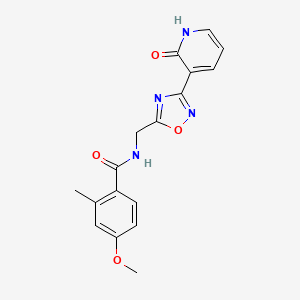 molecular formula C17H16N4O4 B2996938 4-methoxy-2-methyl-N-((3-(2-oxo-1,2-dihydropyridin-3-yl)-1,2,4-oxadiazol-5-yl)methyl)benzamide CAS No. 2034275-29-9