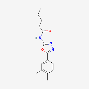 molecular formula C15H19N3O2 B2996942 N-(5-(3,4-二甲基苯基)-1,3,4-恶二唑-2-基)戊酰胺 CAS No. 899734-58-8