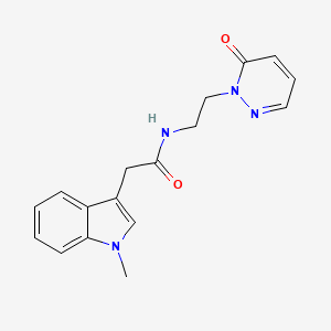 molecular formula C17H18N4O2 B2996962 2-(1-methyl-1H-indol-3-yl)-N-(2-(6-oxopyridazin-1(6H)-yl)ethyl)acetamide CAS No. 1208640-47-4
