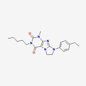 molecular formula C21H27N5O2 B2996967 6-(4-Ethylphenyl)-4-methyl-2-pentyl-7,8-dihydropurino[7,8-a]imidazole-1,3-dione CAS No. 872840-61-4