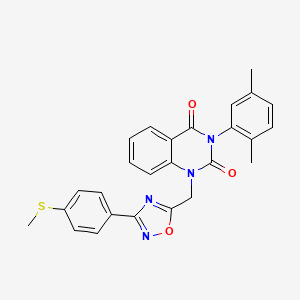 molecular formula C26H22N4O3S B2996990 3-(2,5-dimethylphenyl)-1-((3-(4-(methylthio)phenyl)-1,2,4-oxadiazol-5-yl)methyl)quinazoline-2,4(1H,3H)-dione CAS No. 1207005-04-6