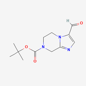 molecular formula C12H17N3O3 B2996995 叔丁基 3-甲酰-5,6-二氢咪唑并[1,2-a]哒嗪-7(8H)-甲酸酯 CAS No. 1781529-76-7
