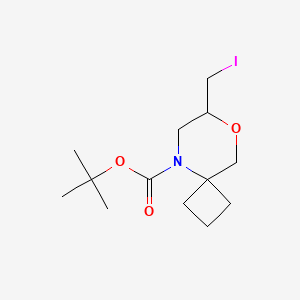 molecular formula C13H22INO3 B2997001 叔丁基 7-(碘甲基)-8-氧杂-5-氮杂螺[3.5]壬烷-5-甲酸酯 CAS No. 2169497-71-4