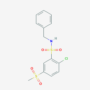 molecular formula C14H14ClNO4S2 B299701 N-benzyl-2-chloro-5-(methylsulfonyl)benzenesulfonamide 