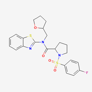 B2997020 N-(benzo[d]thiazol-2-yl)-1-((4-fluorophenyl)sulfonyl)-N-((tetrahydrofuran-2-yl)methyl)pyrrolidine-2-carboxamide CAS No. 1048381-90-3
