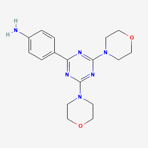 molecular formula C17H22N6O2 B2997023 4-(4,6-Dimorpholino-1,3,5-triazin-2-yl)aniline CAS No. 1197159-91-3