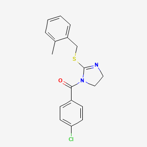 (4-Chlorophenyl)-[2-[(2-methylphenyl)methylsulfanyl]-4,5-dihydroimidazol-1-yl]methanone