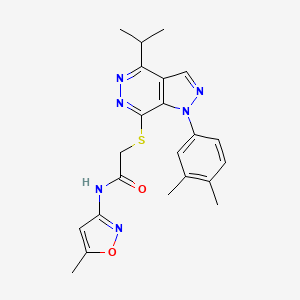 molecular formula C22H24N6O2S B2997058 2-((1-(3,4-dimethylphenyl)-4-isopropyl-1H-pyrazolo[3,4-d]pyridazin-7-yl)thio)-N-(5-methylisoxazol-3-yl)acetamide CAS No. 1105238-54-7