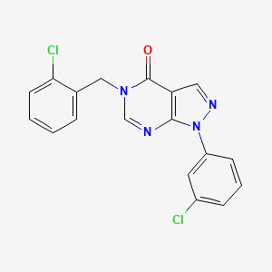 molecular formula C18H12Cl2N4O B2997061 1-(3-氯苯基)-5-[(2-氯苯基)甲基]吡唑并[3,4-d]嘧啶-4-酮 CAS No. 895020-47-0