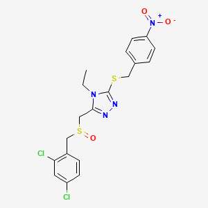molecular formula C19H18Cl2N4O3S2 B2997062 3-{[(2,4-dichlorobenzyl)sulfinyl]methyl}-4-ethyl-5-[(4-nitrobenzyl)sulfanyl]-4H-1,2,4-triazole CAS No. 344272-59-9