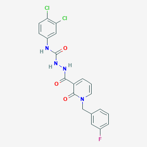 molecular formula C20H15Cl2FN4O3 B2997063 N-(3,4-dichlorophenyl)-2-(1-(3-fluorobenzyl)-2-oxo-1,2-dihydropyridine-3-carbonyl)hydrazinecarboxamide CAS No. 1105226-36-5