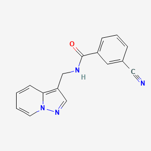 molecular formula C16H12N4O B2997064 3-cyano-N-(pyrazolo[1,5-a]pyridin-3-ylmethyl)benzamide CAS No. 1396791-45-9