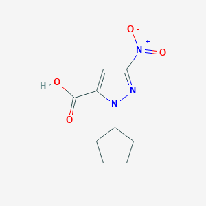 molecular formula C9H11N3O4 B2997066 1-Cyclopentyl-3-nitro-1H-pyrazole-5-carboxylic acid CAS No. 1006441-13-9