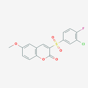3-[(3-chloro-4-fluorophenyl)sulfonyl]-6-methoxy-2H-chromen-2-one