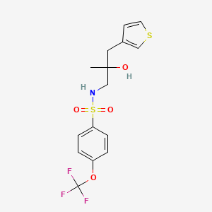 molecular formula C15H16F3NO4S2 B2997096 N-(2-hydroxy-2-methyl-3-(thiophen-3-yl)propyl)-4-(trifluoromethoxy)benzenesulfonamide CAS No. 2319893-06-4