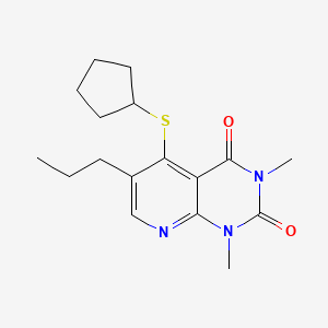 molecular formula C17H23N3O2S B2997097 5-(环戊基硫基)-1,3-二甲基-6-丙基吡啶并[2,3-d]嘧啶-2,4(1H,3H)-二酮 CAS No. 899747-81-0