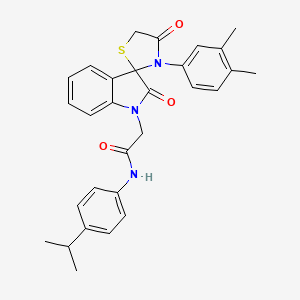 molecular formula C29H29N3O3S B2997099 2-(3'-(3,4-二甲基苯基)-2,4'-二氧代螺[吲哚啉-3,2'-噻唑烷]-1-基)-N-(4-异丙基苯基)乙酰胺 CAS No. 894557-63-2