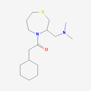 molecular formula C16H30N2OS B2997124 2-Cyclohexyl-1-(3-((dimethylamino)methyl)-1,4-thiazepan-4-yl)ethanone CAS No. 1448130-05-9