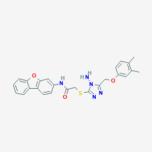 molecular formula C25H23N5O3S B299713 2-({4-amino-5-[(3,4-dimethylphenoxy)methyl]-4H-1,2,4-triazol-3-yl}sulfanyl)-N-dibenzo[b,d]furan-3-ylacetamide 