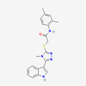 molecular formula C21H21N5OS B2997143 2-((5-(1H-indol-3-yl)-4-methyl-4H-1,2,4-triazol-3-yl)thio)-N-(2,4-dimethylphenyl)acetamide CAS No. 852142-80-4
