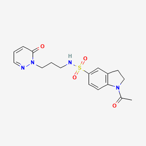 molecular formula C17H20N4O4S B2997155 1-acetyl-N-(3-(6-oxopyridazin-1(6H)-yl)propyl)indoline-5-sulfonamide CAS No. 1105200-54-1