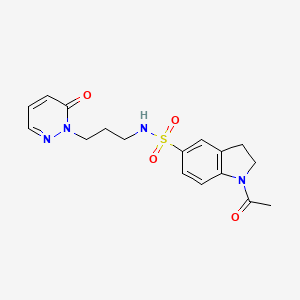 molecular formula C17H20N4O4S B2997155 1-乙酰基-N-(3-(6-氧代哒嗪-1(6H)-基)丙基)吲哚-5-磺酰胺 CAS No. 1105200-54-1