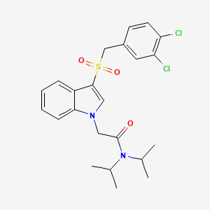 molecular formula C23H26Cl2N2O3S B2997157 2-(3-((3,4-dichlorobenzyl)sulfonyl)-1H-indol-1-yl)-N,N-diisopropylacetamide CAS No. 896010-66-5