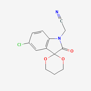 molecular formula C13H11ClN2O3 B2997160 (5'-chloro-2'-oxospiro[1,3-dioxane-2,3'-indol]-1'(2'H)-yl)acetonitrile CAS No. 883639-38-1