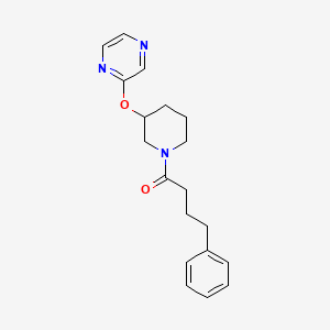molecular formula C19H23N3O2 B2997169 4-苯基-1-(3-(吡嗪-2-氧基)哌啶-1-基)丁-1-酮 CAS No. 2034440-72-5