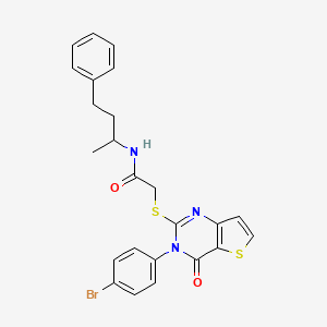 molecular formula C24H22BrN3O2S2 B2997179 2-{[3-(4-bromophenyl)-4-oxo-3,4-dihydrothieno[3,2-d]pyrimidin-2-yl]sulfanyl}-N-(4-phenylbutan-2-yl)acetamide CAS No. 894241-00-0