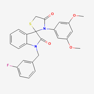 molecular formula C25H21FN2O4S B2997180 3'-(3,5-Dimethoxyphenyl)-1-[(3-fluorophenyl)methyl]-1,2-dihydrospiro[indole-3,2'-[1,3]thiazolidine]-2,4'-dione CAS No. 894540-42-2